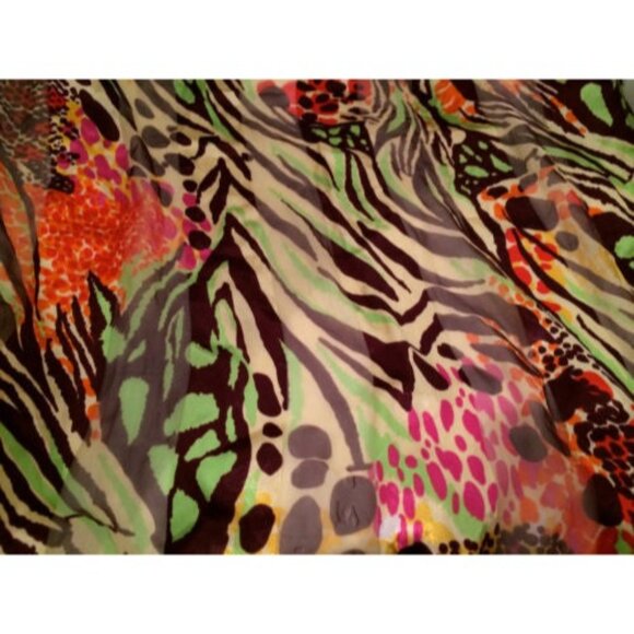 Vintage Zebra Print Sheer Polyester Head Scarf 20" Square Made In Korea - Picture 2 of 5